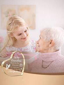 1 Peça Placa Acrílica em Forma de Coração, Decoração Memorial Amorosa, Estilo Fresco e Elegante, Expositor de Mesa, Presente para Avó para Casamento, Aniversário, Ação de Graças, Natal, Lembrança de Apreciação Familiar, Decoração para Casa e Escritório - Branco - Visão 7