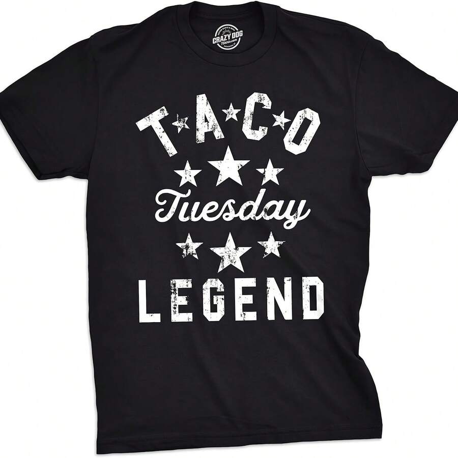 Crazy Dog hir - Camiseta de Taco Tuesday para hombre, divertida camiseta de cena del Cinco de Mayo para chicos - Camiseta Drtidas - Negro 5 - Ver 1