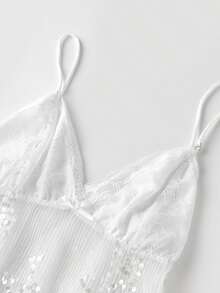 Women's Summer Sequins V-Neck Sleeveless Tops  Soft Sheer For Party Club Night Out - White - View 6