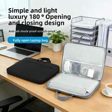 14-16 Inch Laptop Bag, Large Capacity Shock-Resistant Laptop Sleeve, Unisex Minimalist Laptop Carrying Case - Black - View 2