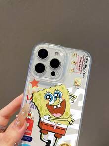 SPONGEBOB 1个透明太空创意海绵宝宝星星字母爱心穿孔防摔手机壳保护套，兼容三星/苹果17/16/15/14/13/12/11Pro Max/12Pro/14Plus等型号 - 彩色 - 查看 6