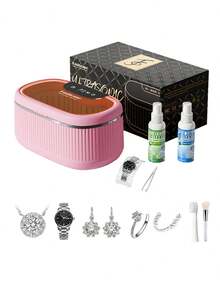 Ultrasonic Jewelry Cleaner 45kHz High-Frequency Ultrasonic Cleaner Machine, 550ML Large Capacity Tank, Degas Mode Deeper Cleaning For Rings, Eyeglasses, Watches - UK Plug(220-240V) - View 1