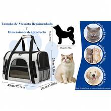 Transportadora para Gato y Perro, Mochila Transpirable para Gatos, Transportadora para Perro Mediano, Carga MÁXIMA 10kg/22LB, con Cojín de Peluche, Juguetes para Mascotas y Cuenco (Gris) - Gris - Ver 9