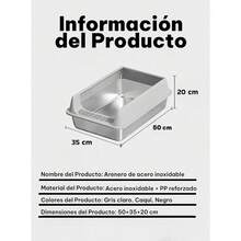 UNA MASCOTA Arenero Semicerrado para Gatos XL, Acero Inoxidable - Negro - Ver 2