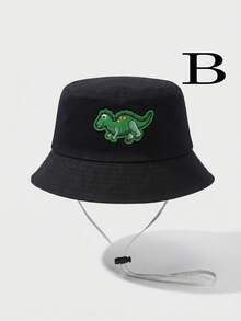 1顶适合3-8岁儿童的大檐遮阳帽，带有刺绣小恐龙图案，恐龙世界系列，儿童夏季渔夫帽 - 轻便可折叠遮阳渔夫帽，适合男孩女孩，户外沙滩旅行，+夏季徒步、露营防晒，轻便男女通用遮阳渔夫帽 - 1PC - 查看 14