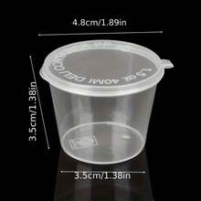 20/50pcs Kitchen Storage Containers With Lids, Small Soy Sauce Jars, Transparent Plastic Condiment Cups 0.85oz - Multicolor - View 3