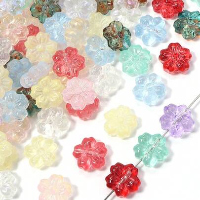 30颗/包 樱花玻璃珠，手工DIY串珠材料，可用于制作手链、项链、耳环、发饰，春季主题礼品工艺品