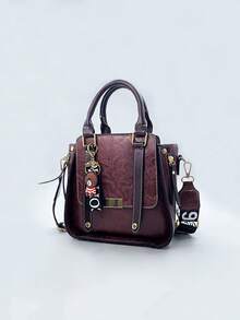 Women Fashion Handbags Top Handle Shoulder Bag Wallet Classic Vintage PU Leather Shoulder Bag Casual Crossbody Bags For Valentine's Day Use - Màu tím - Xem 1