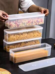 頂級密封食品儲存套裝 - 德國設計方形容器，適用於麵條/水果/蔬菜，豪華食品儲存收納器與廚師禮物 - 白色 - 查看 7