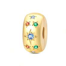 1 Piece Silver Plated Gold Series - Petal Dragonfly Moon Star Bead Suitable For 3mm Bracelet Bracelet DIY Pendant Women's Fashion Jewelry Holiday Birthday Gift - Gold - View 13