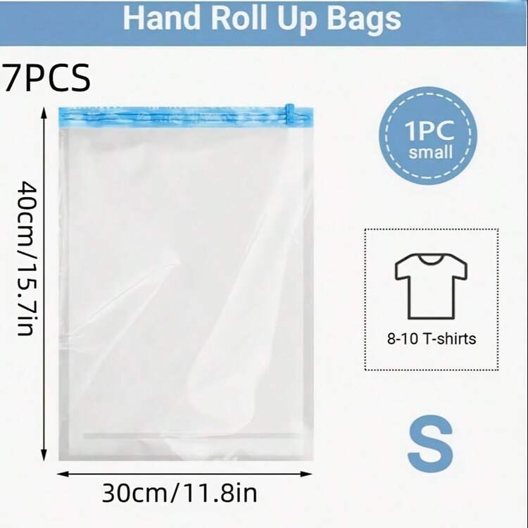 7pcs Travel Compression Bags: Hand-Roll Compression, Designed For Frequent Travelers, No Vacuum Or Pump Needed. Easy To Use, With Dry & Wet Separation Layers, Ideal For Packing In Backpacks. - Multicolor - View 15