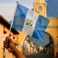 Bandera de Mano Guatemaltecas, MXGTD-000, 1Pza, Guatemala, 14x21cm, Tela Poliéster, Asta Plástico. - Multicolor - Ver 3