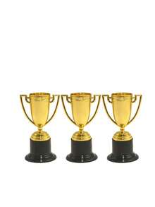 1/2/6/12pcs Mini Gold Plastic Trophy, Elegant Gold Plastic Trophy Set, Small Award Trophy With Black Base, Suitable For Competitions, Costume Parties And Celebrations - Gold - View 16