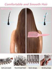 Hollow Wave Curling Hair Brush, Styling Comb For Straightening Hair, Body Massage Comb - Multicolor - View 3