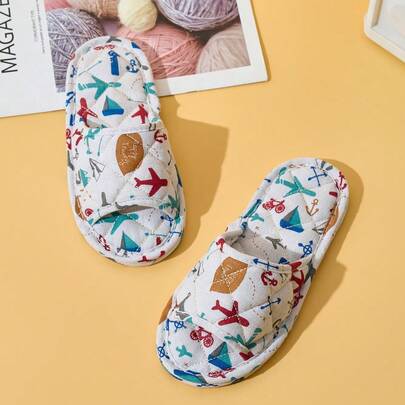 Soft Fabric Anti-Slip Quiet Indoor Slippers, Cute Cotton Bedroom Slippers For Women, Lightweight Couple Slippers