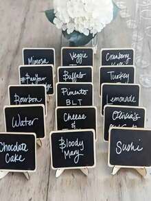 20pcs Mini Chalkboard Signs, Home Decor Labels, Mini Wooden Message Board Display, Suitable For Wedding, Pastry Display, Hotel, Party, Dessert, Place Cards, Mother's Day, Graduation - Multicolor - View 1