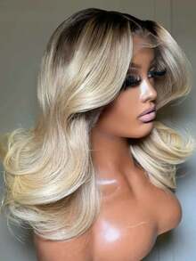 Ash Blonde Body Wave Glueless Wigs Human Hair Pre Plucked Bye Bye Knots 13x4 HD Transparent Ombre Blonde Colored Water Wave Lace Frontal Wigs For Women 250 Density Brazilian Remy Lace Front Wigs Human Hair Ready To Wear - 漸層色 - 查看 1