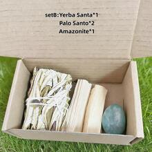 A Set Of Natural Polished Crystal Stones, Yerba Santa, Palo Santo And Selenite Sticks Combined Aromatherapy Set, The Best Gift For Family And Friends. - Short North American Sacred Grass - View 4