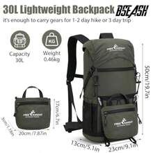 Mochila ligera de senderismo 30L impermeable para deportes aire libre mochila de viaje para ciclismo esquí - Verde militar - Ver 6
