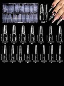 150pcs Reusable Transparent French Manicure Nail Forms, 15 Sizes, Nail Extension Gel Nail Art Stickers, DIY Nail Salon French Manicure Double-Ended Molds, Suitable For Beginners - Clear - View 5
