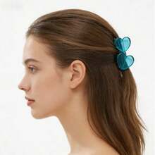 Women's Heart-Shaped Magnetic Hair Clips - Acetate Fiber Seamless Hair Accessories, Leopard Print And Solid Color Hair Clips Suitable For Buns And Chignons, An Ideal Gift - Multicolor - View 4