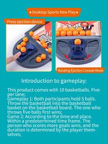 桌面篮球投篮游戏套装 - 包括 2 个篮球架和 10 个迷你篮球，趣味快节奏游戏，桌面篮球街机游戏 - 彩色 - 查看 5