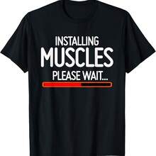 Camiseta "Instalando músculos, por favor espere" - Negro 2 - Ver 1