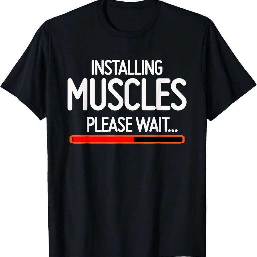 Camiseta "Instalando músculos, por favor espere" - Negro 2 - Ver 1
