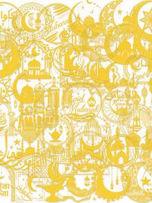 50Pcs Eid Mubarak Moon Creative Glitter Gold PET Atmosphere Stickers Envelope Sealing Stickers Waterproof Sticker - 1 Set - View 12