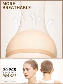 4pcs Nylon Wig Caps And Silicone Wig Grip Bands For Women, Seamless Non-Slip Adjustable Elastic (White, Light Brown, Skin Tone) - Multicolor - View 10