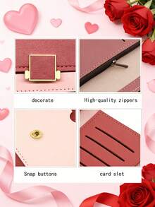 Customizable Clutch Bag/Personalized Wallet, With Your Own Text Printed On It. This Large-Capacity Pu Leather Wallet/Coin Purse/Card Holder Features Credit Card Slots And A Soft Lining, A Secure Snap Closure - Multicolor - View 2