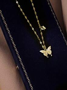 1pc S925 Sterling Silver Cute Butterfly Pendant Necklace, Delicate Minimalist Mori Style Necklace, Exquisite Gift - Butterfly - View 10