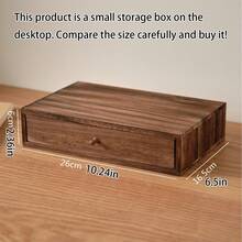1pc Wooden Desktop Storage Box, Monitor Riser, Jewelry Organizer Box With Drawers, Office Supplies Organizer, Stackable Wooden Shelf - Brown - View 14