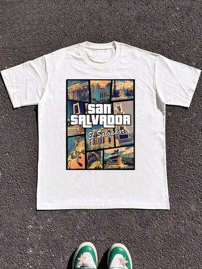 Camiseta Orgullosa de San Salvador EI Salvador Capital Talla 180g de Algodón Pesado