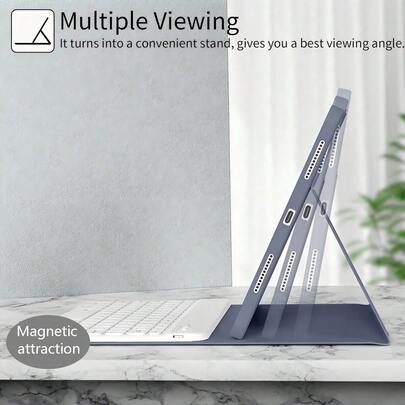 TenYide 适用于 iPad/MatePad/荣耀平板/iPad/Tab/GalaxyTab 的键盘保护套，超薄蓝牙键盘 + 平板电脑保护套 - 双合一，柔软 TPU 后盖