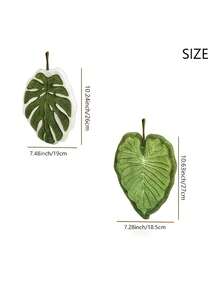 2pcs Leaf-Shaped Bathroom Hand Towels, With Hooks, Highly Absorbent. Suitable For Bathroom, Dining Room, Kitchen, Living Room. Can Be Used To Remove Stains, Water Marks And Grease On Tabletops And Placemats. - B - View 6