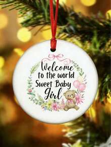 Welcome Sweet Baby Ornament, Baby's First Christmas Custom Ornament, Custom Ornament, Personalized Ornament, Girl Baby,Welcome Baby - Multicolor - View 4