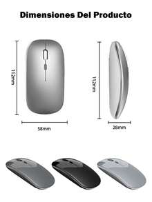 Ratón inalámbrico Bluetooth recargable y portátil de ABS, modo dual, silencioso, para computadora/laptop, oficina y juegos, con carga inalámbrica 2.4G y retroiluminación - Negro - Ver 11