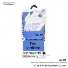 Miếng dán màn hình cường lực REMAX Future Curved Edge Series WL-07, độ phân giải cực cao, độ cứng 9H, chức năng chống chói bảo vệ mắt, được làm từ kính cường lực, độ cứng cao, chống va đập, chống trầy xước, chống vỡ, hiển thị rõ nét, vừa vặn hoàn hảo với iPhone 15/16, iPhone 15 Pro, iPhone 15 Plus/16 Plus, iPhone 15 Pro Max, iPhone 16 Pro/17 Pro, iPhone 16 Pro Max, iPhone 17 Pro, iPhone 17 Air, iPhone 17 Pro Max - Trong sáng - Xem 15