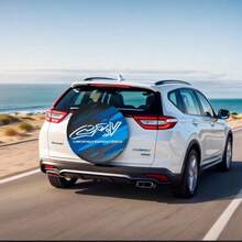 CRV Thick PVC Leather Spare Tire Cover, Waterproof Dustproof Tire Protector, Blue - Simple - View 3