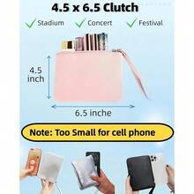 4.5 X 6.5 Clutch Stadium Approved, Leather Coin Purse For Women Wristlet Money Pouches For Cash Car Change With Zipper Lipstick Holder, Extra Small Makeup Bag For Purse Organizer Insert, Pink - 粉紅色的 - 查看 3