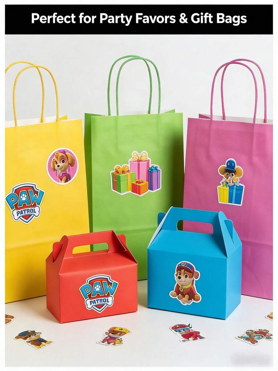 500 peças/Rolo Adesivos Rolo PAW Patrol, Decalques de Vedação de Desenho Animado DIY, Decalques de Laptop PVC, Decoração de Skate, Adesivos de Recompensa, Brinquedos - Branco - Visão 1