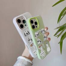 Cachorro blanco con contorno negro y manzana. Esta elegante y bonita funda es compatible con Samsung, Apple, VIVO, OPPO, , Transsion, ,  y Honor. Fabricada en silicona TPU, ofrece protección contra golpes y caídas, además de una sensación superior. Es un regalo ideal para familiares, amigos y seres queridos, y la opción perfecta para San Valentín y Año Nuevo. - Verde - Ver 4