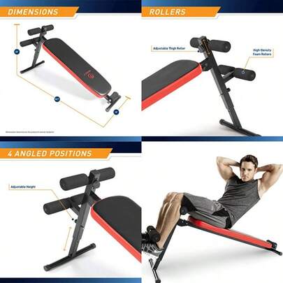 Gdshsdg Utility Slant Board W/ Headrest Folding Design With Adjustable Positions SB-4606 Black/Red 29.00 X 18.00 X 59.00 Inches