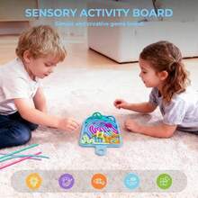 Silicone Sensory Activity Board, Double-Sided Pressure Relief Toy Suitable For Anxiety, Stress, ADHD, Autism And Soothing, Noise-Free And Mess-Free, Comes With Portable Travel Bag And 12 Pull Strings, Suitable For Children 3+ And Adults, Slight Color Variation - Haiyan Blue - View 3