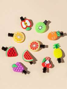 10 Pieces Of Cute Fruit Hair Clips For Girls - Multicolor - View 3