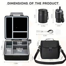 Pawtong Lunch Box Set With Bento Box Container, 17OZ Stainless Steel Food Soup Thermo,  Water Bottle & Portable Insulated Lunch Bag – Leakproof, Hot/Cold Retention For Schoolsss, Travel (Black) - Black - 查看 5