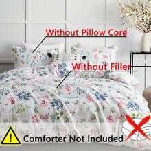 White Floral Duvet Cover Set Queen Comforter Cover Set Full 90"X90" 3 Pieces (1 Duvet Cover And 2 Pillow Shams) Soft Lightweight Hotel Bedding Set - 白色 - 查看 2