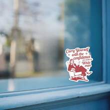 1PC Carry Yourself Confidence Sticker, Funny Vintage Lady Laptop Decal, Bold Quote Vinyl, Empowerment Gift, Waterproof Peel & Stick Water Bottle Sticker, Retro Woman Tumbler Decal, Notebook Vinyl, Perfect Gift For Strong Women, Cute Red Car Sticker, Easy Apply Sassy Laptop Accessory - S1916 - View 2