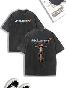 2026 Summer ClothesMen's Casual Racing F1 Team T-Shirt |   Unique Racing Print Design |   Comfortable And Soft Pure Cotton Fabric |   Washable |   Suitable For Everyday Wear, Door Activities, Sports, Holidays And PartiesLoose And Comfortablesummer Tops - 棕色 - 查看 6